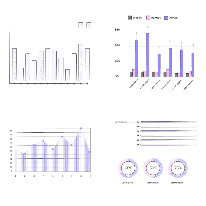 A design package showcasing mathematical charts and graphs with aesthetics.